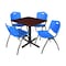 Cain Cain Square Table & Chair Set, Wood, Metal, Plastic Top, Mahogany TB3030MH47BE - alternate 1